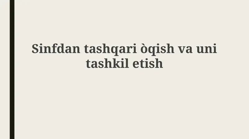 O'quvdan tashqari mutolaa