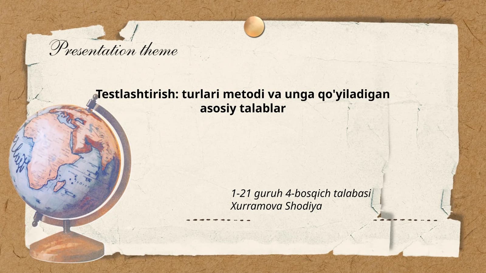 Testlashtirish: turlari metodi va unga qo'yiladigan asosiy talablar