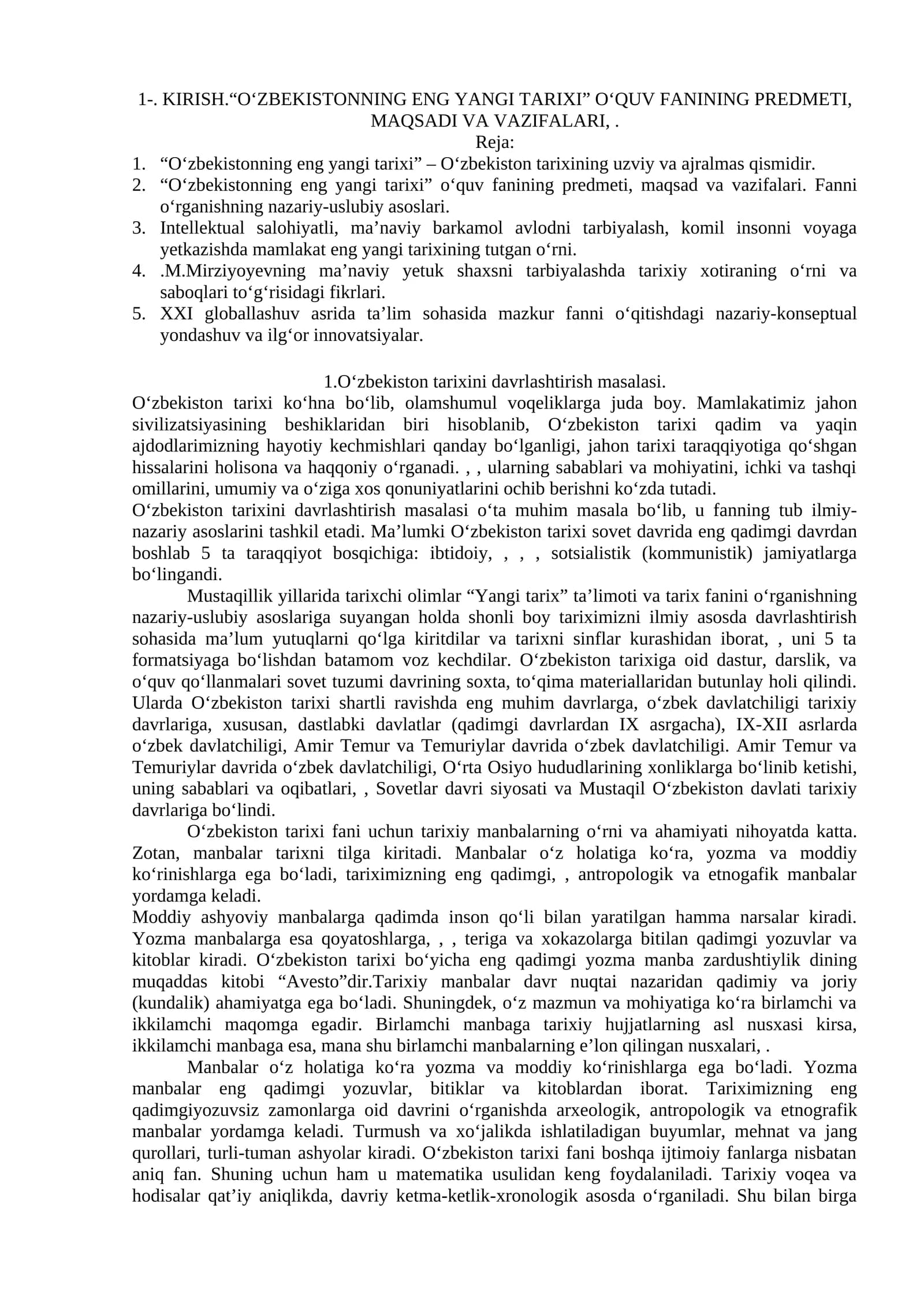 O‘zbekistonning eng yangi tarixi