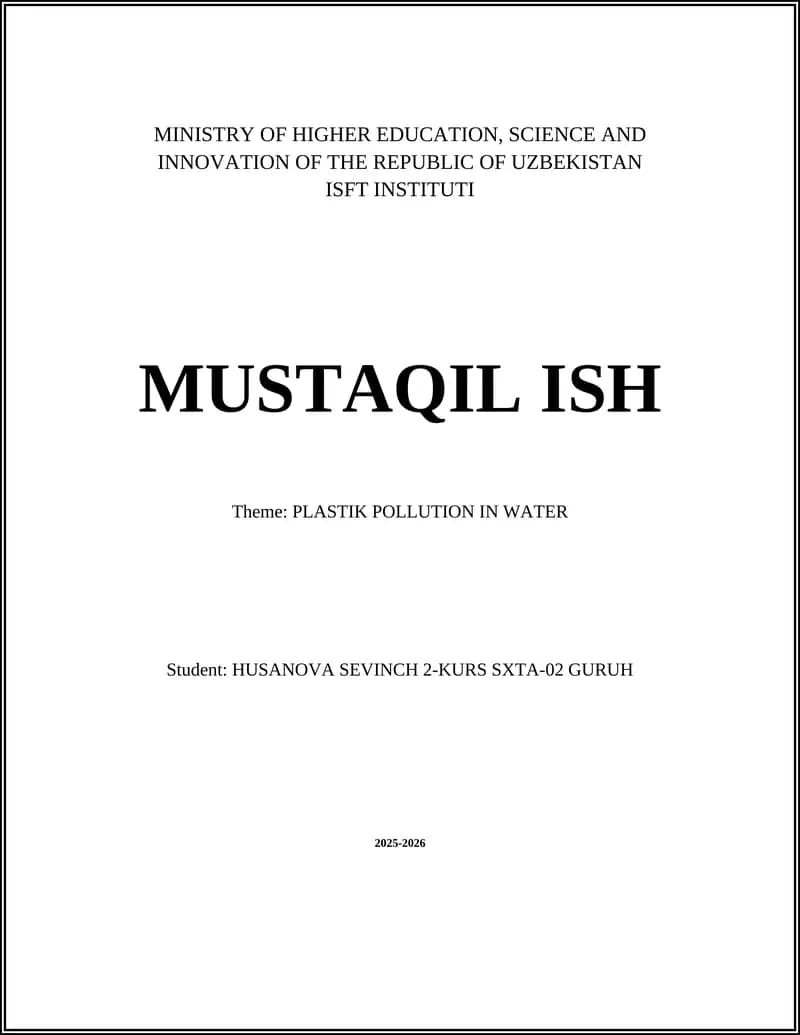 PLASTIK POLLUTION IN WATER