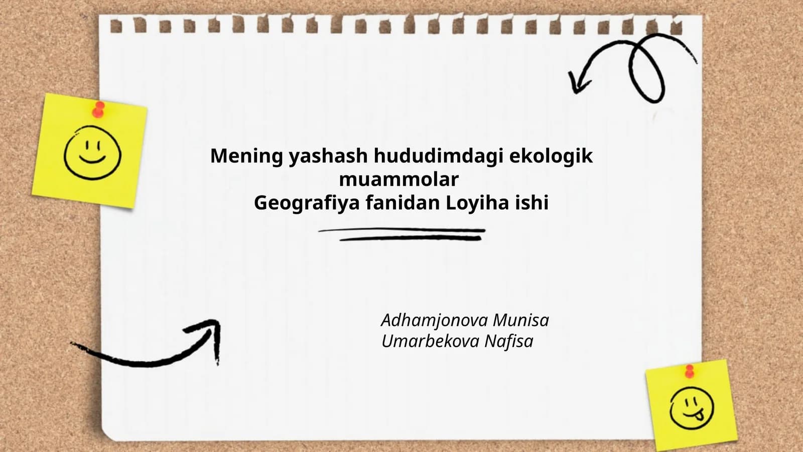 Mening yashash hududimdagi ekologik muammolar