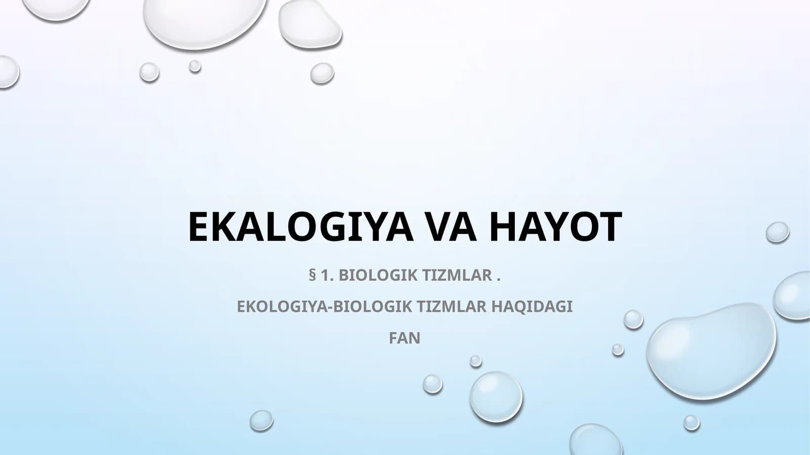 Ekologiya va hayot