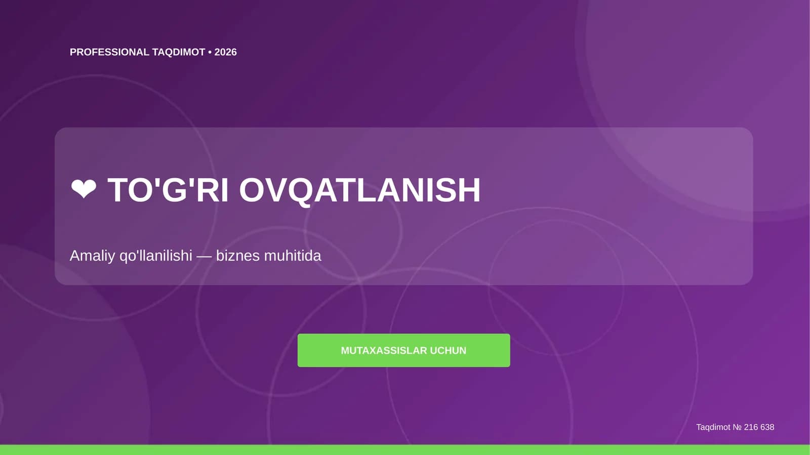 TO'G'RI OVQATLANISH