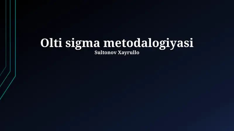 Olti Sigma Metodologiyasi
