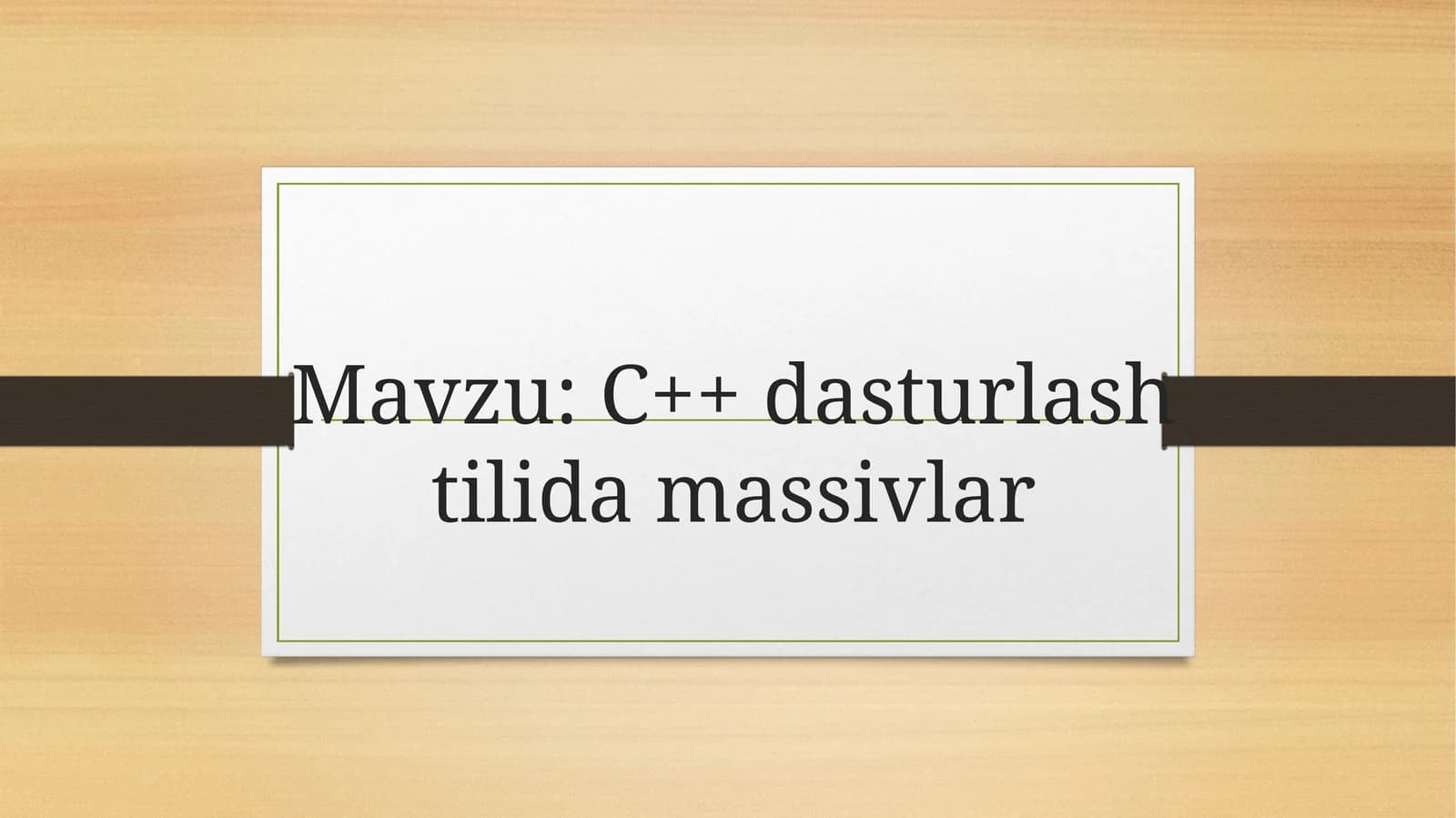 Massivlar