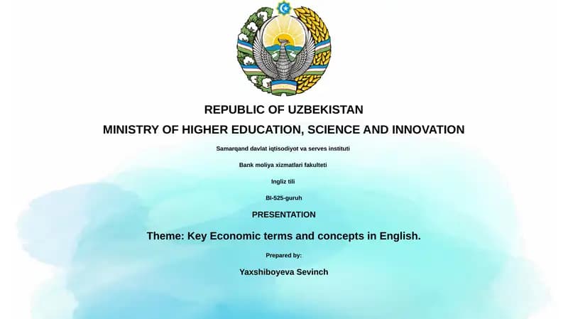 Key Economic terms and concepts in English