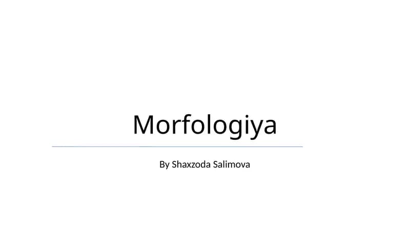 Morfologiya