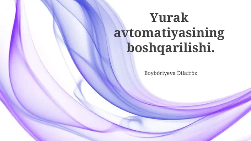 Yurak avtomatiyasining boshqarilishi