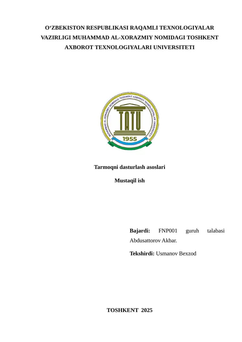 TCP protokoli asosida ochiq portlarni skanerlash ilovasini yaratish