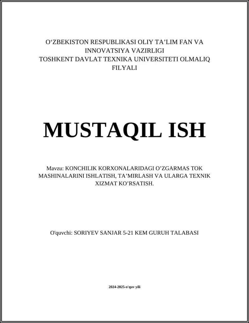 O'zgarmas tok mashinalari
