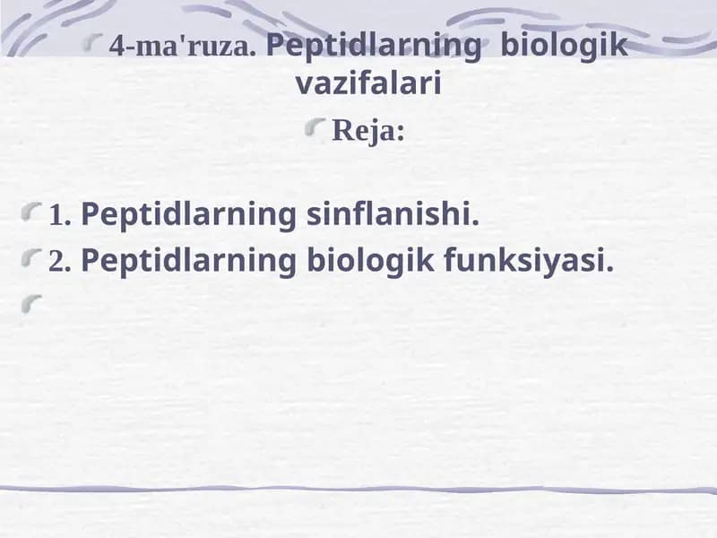 Peptidlarning  biologik vazifalari