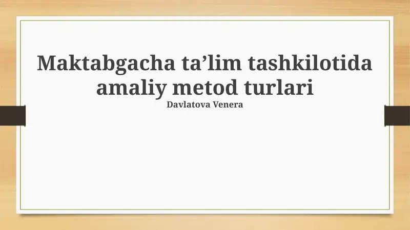 Amaliy metod turlari