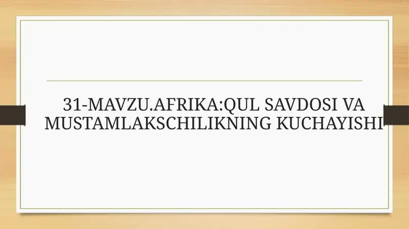 9-sinf jahon tarxi 31- mavzu
