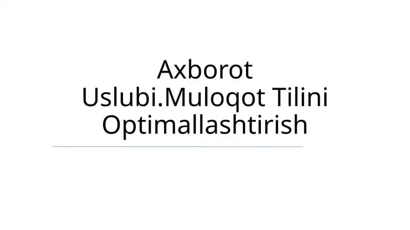 Muloqot Tilini Optimallashtirish
