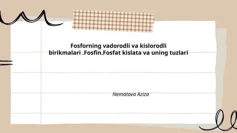 Fosforning kimyoviy xususiyatlari