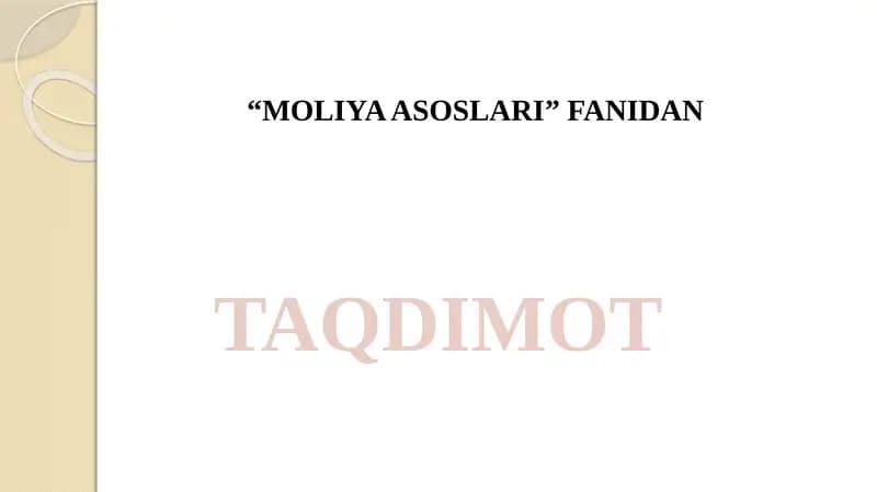 MOLIYA ASOSLARI