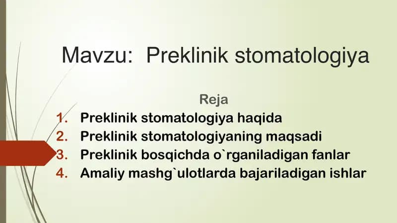 prezintatsiya "Preklinik stomatologiya"