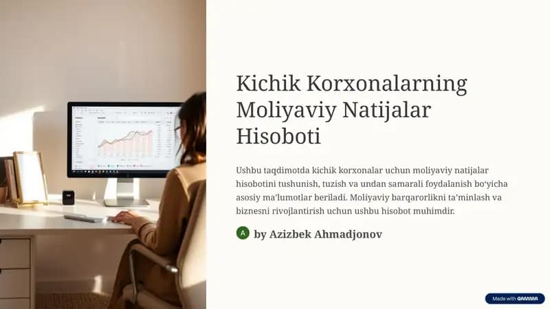 Kichik Korxonalarning Moliyaviy Natijalar Hisoboti