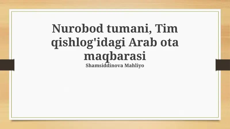 Arab Ota maqbarasi: Tarix va ahamiyat