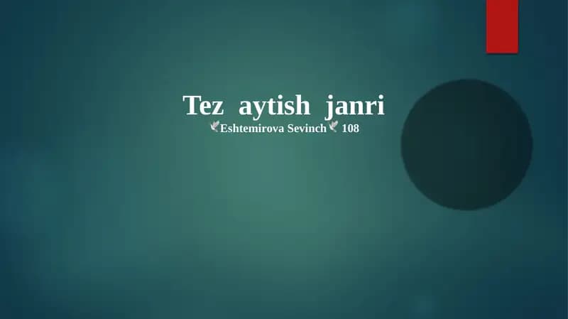 Tez aytish janri