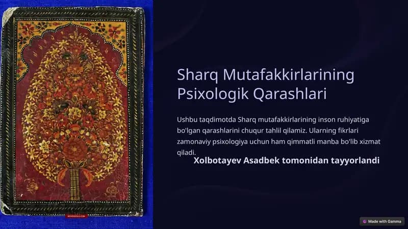 Sharq Mutafakkirlarining Psixologik Qarashlari