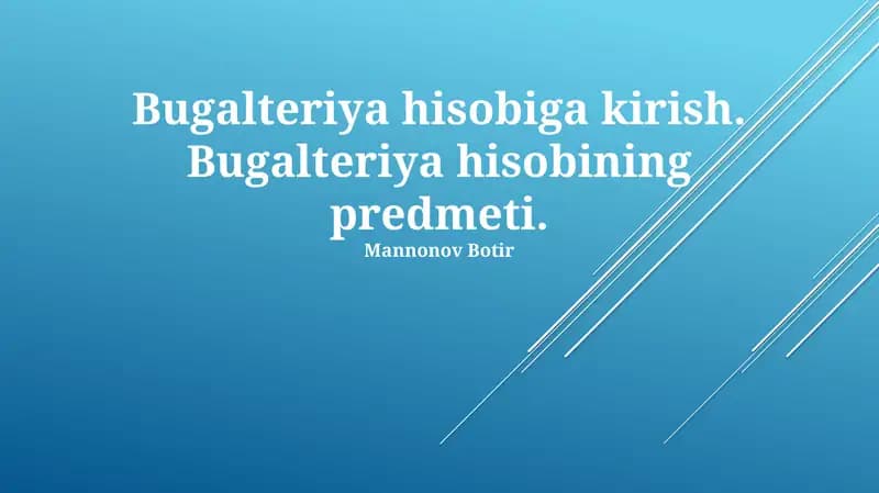 Bugalteriya Hisobi Subyekti