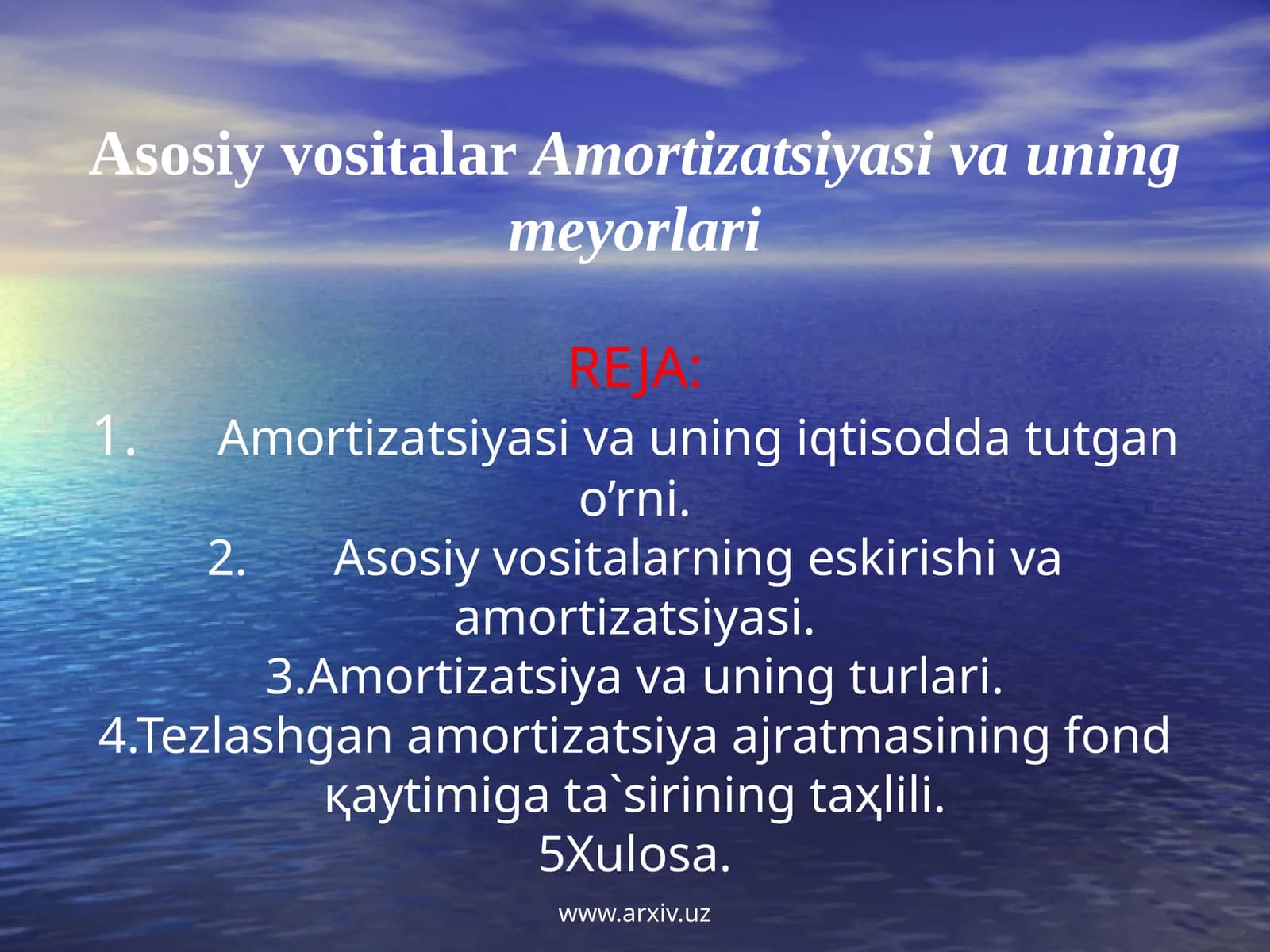 Asosiy vositalar va amortizatsiya