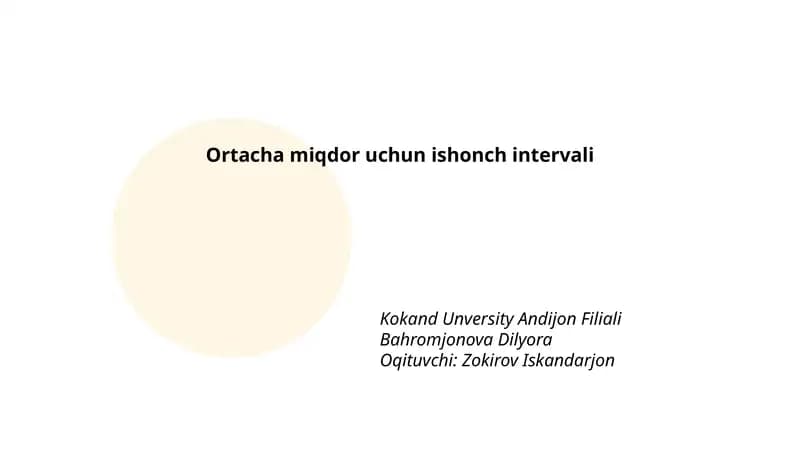 Ortacha miqdor uchun ishonch intervali