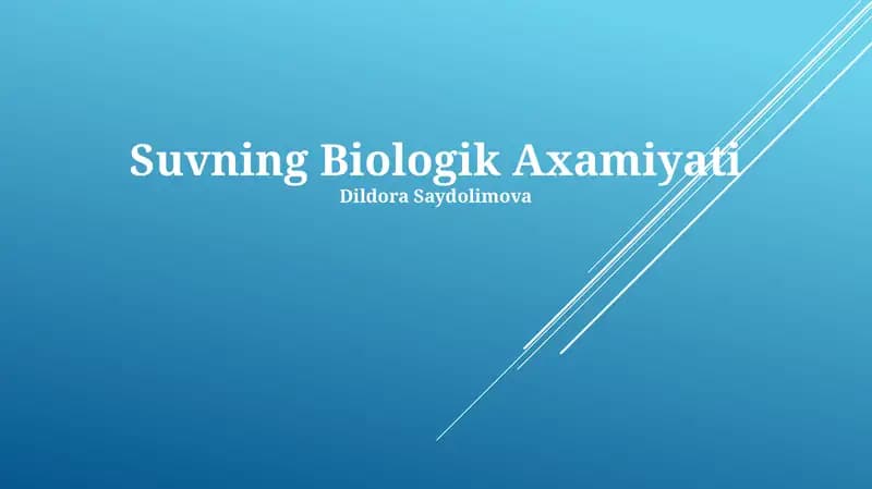 Suvning Biologik Axamiyati