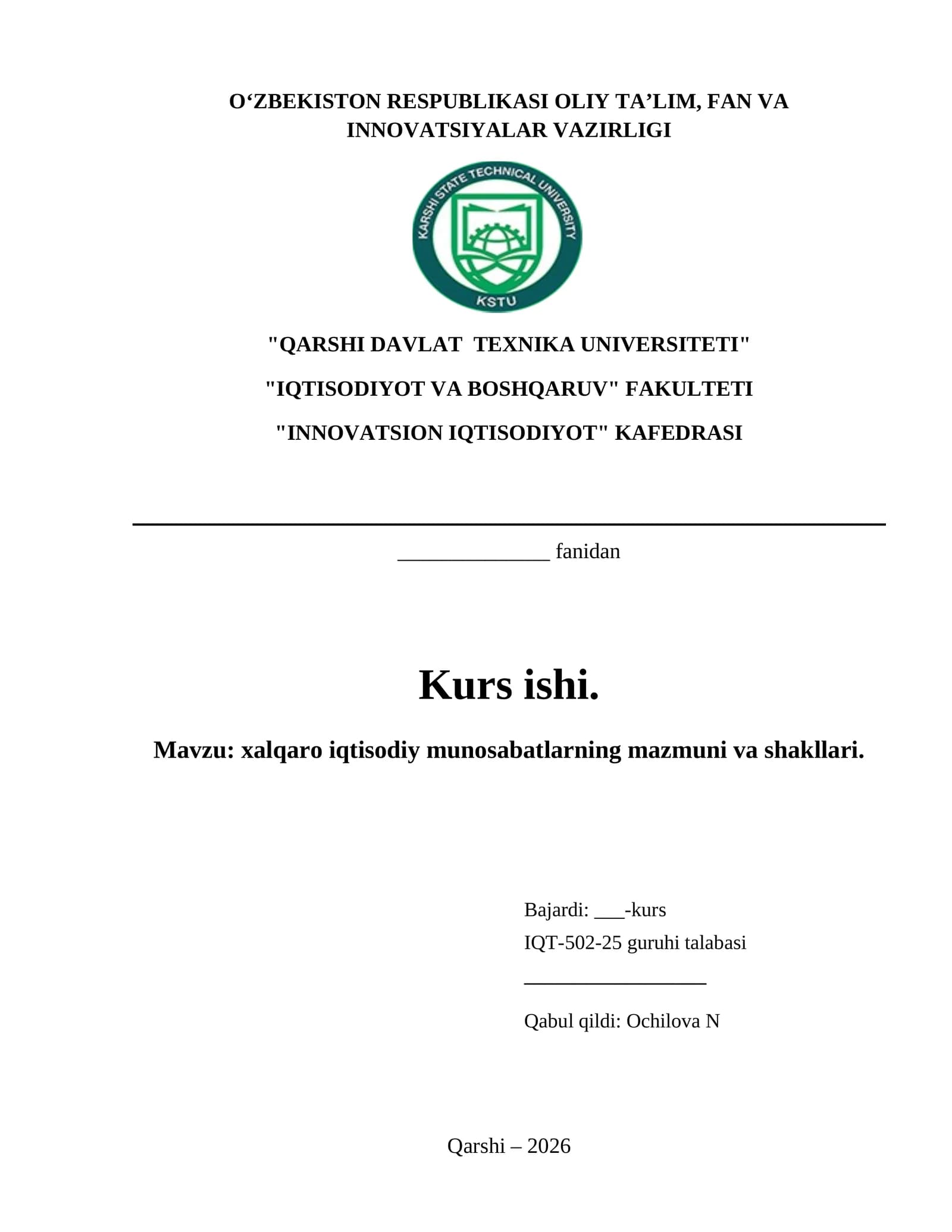 xalqaro iqtisodiy munosabatlarning mazmuni va shakllari