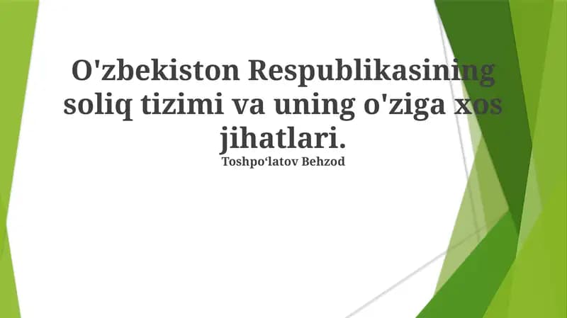 Soliq Siyosati va Kelajak Rejalari