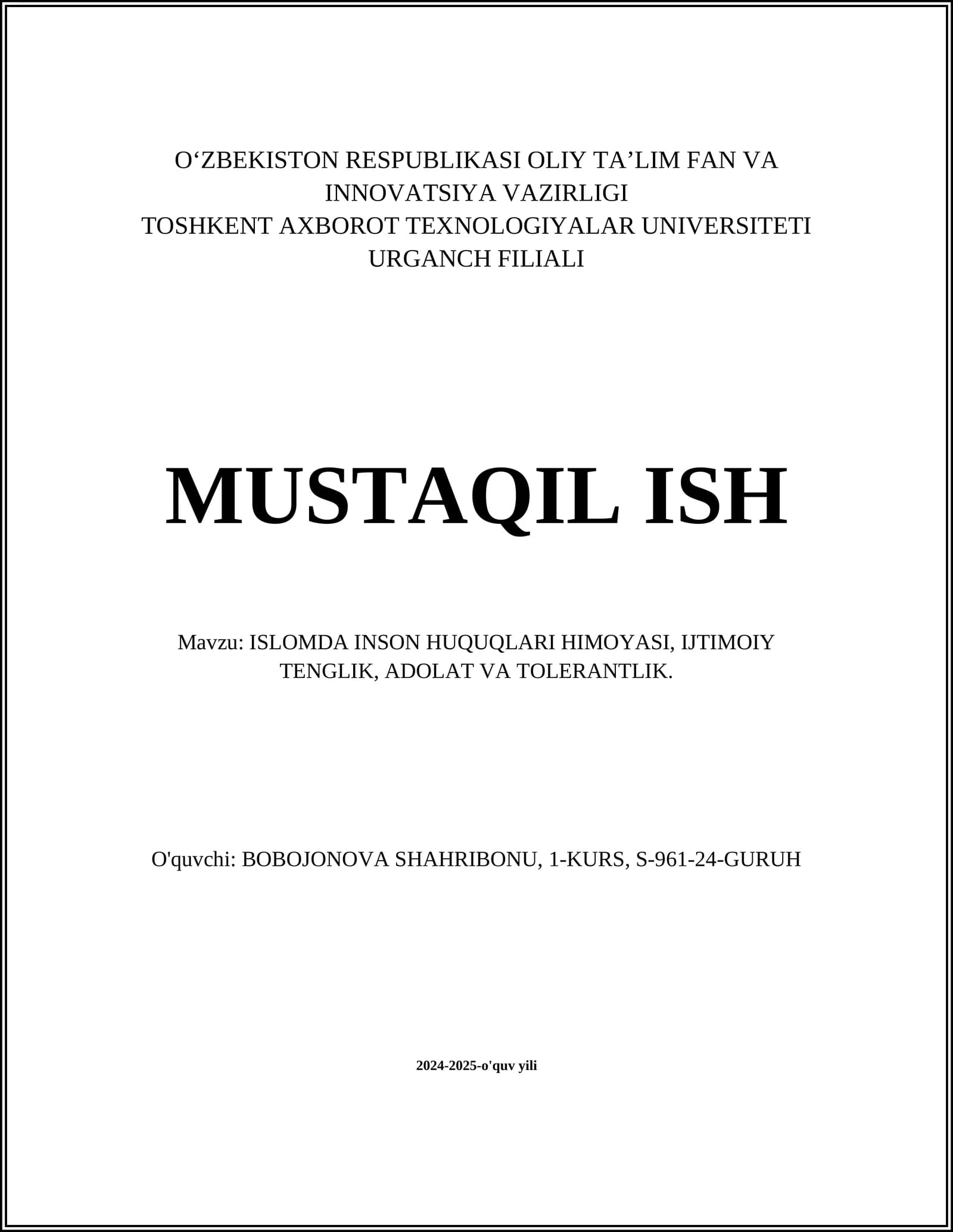 Islomda inson huquqlari