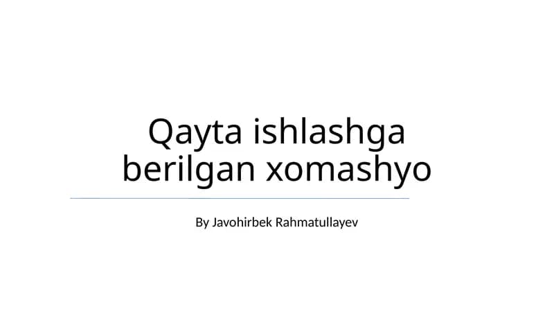 Qayta ishlashga berilgan xomashyo
