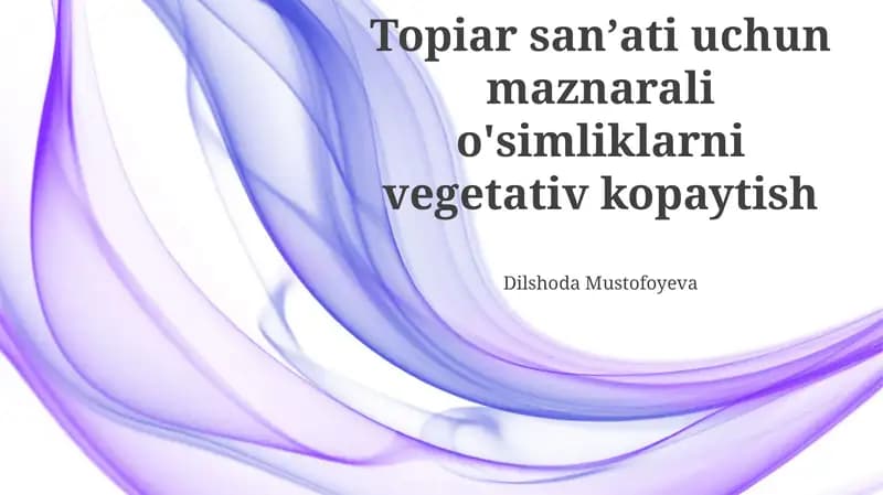 Vegetativ Ko'paytirish Usullari
