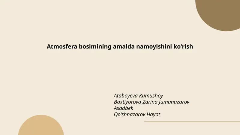 Atmosfera bosimining amalda namoyishini koʻrish