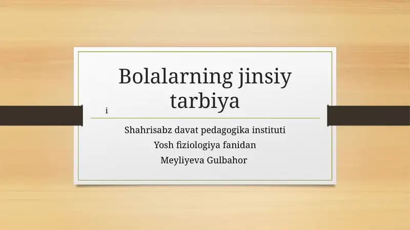 Bolalarning jinsiy tarbiya