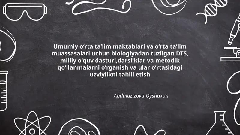 Biologiyadan tuzilgan DTS