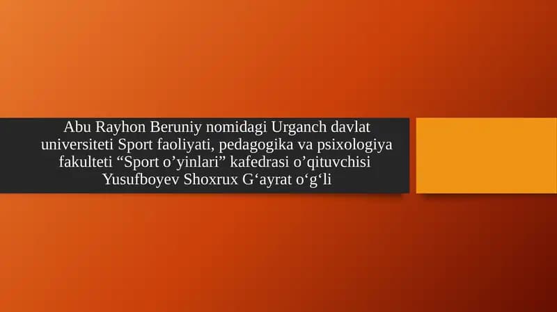 Sportchilarning tayyorgarligi
