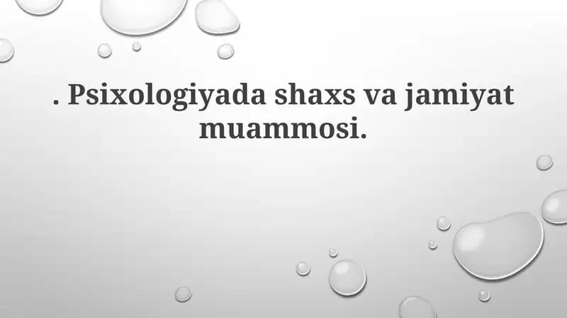 Shaxs va jamiyat psixologiyasi
