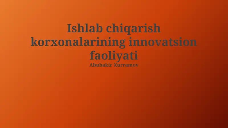 Innovatsion Faoliyat Samaradorligini Baholash