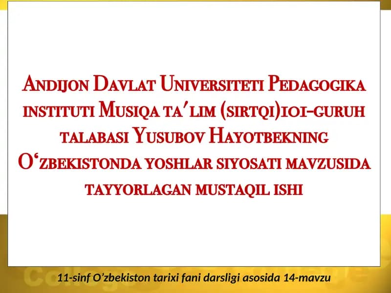"Yoshlarittifoqi" tashkiloti va "Kamolot" jamg'armasi