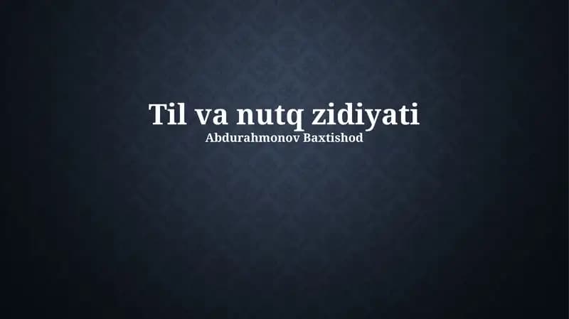 Til va nutq ziddiyati