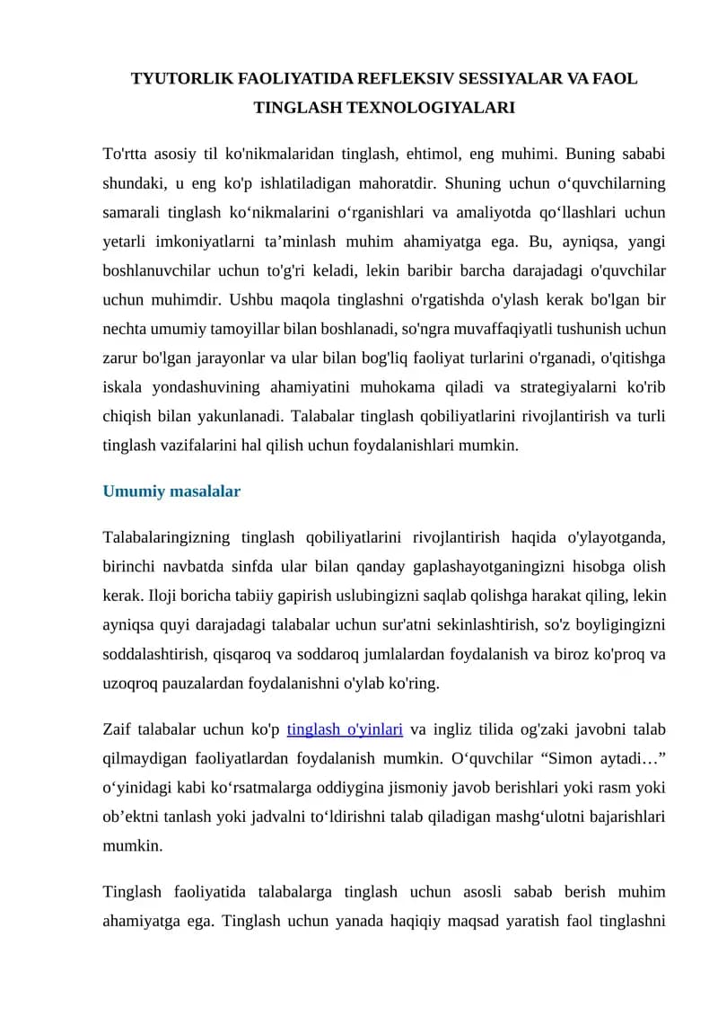 Tinglash texnologiyalari