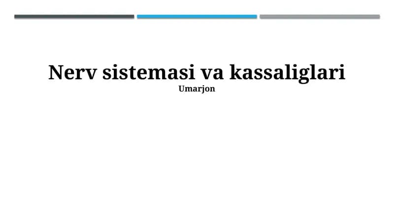 Nerv sistemasi va kassaliglari