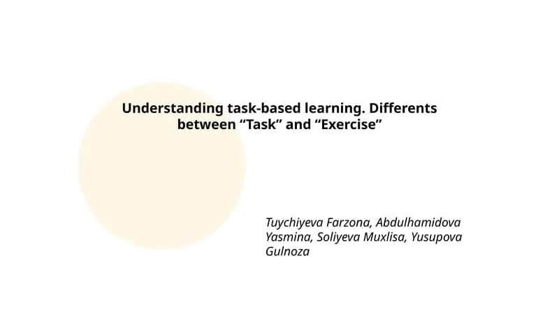 Understanding task-based learning