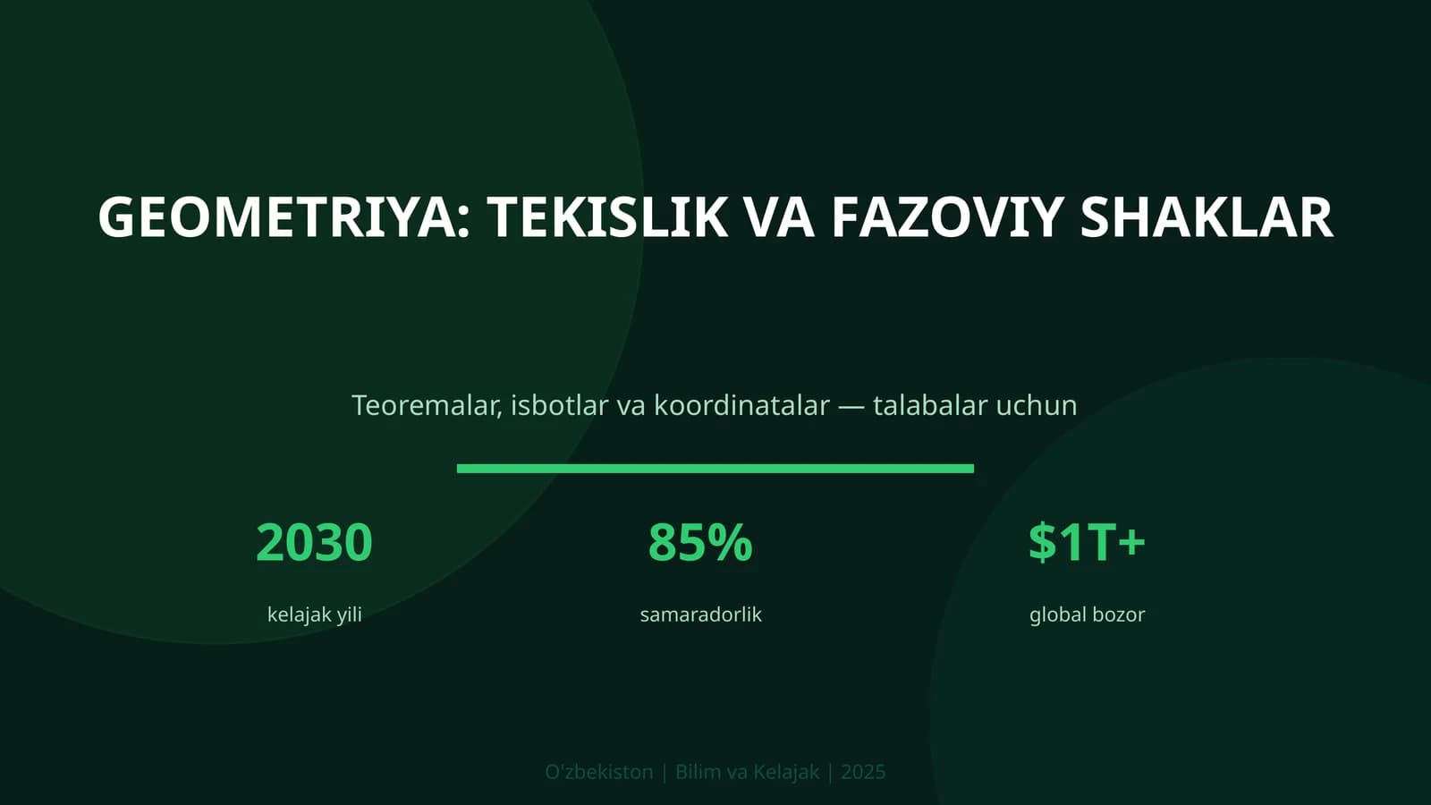 GEOMETRIYA: TEKISLIK VA FAZOVIY SHAKLAR