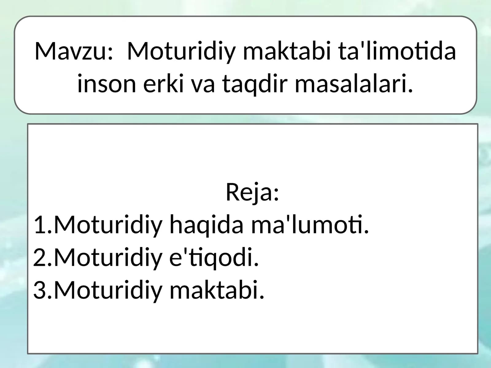 Moturidiy maktabi ta'limotida inson erki va taqdir masalalari.