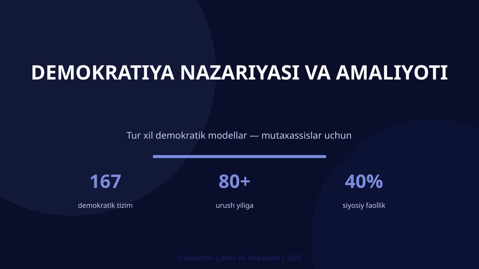 DEMOKRATIYA NAZARIYASI VA AMALIYOTI