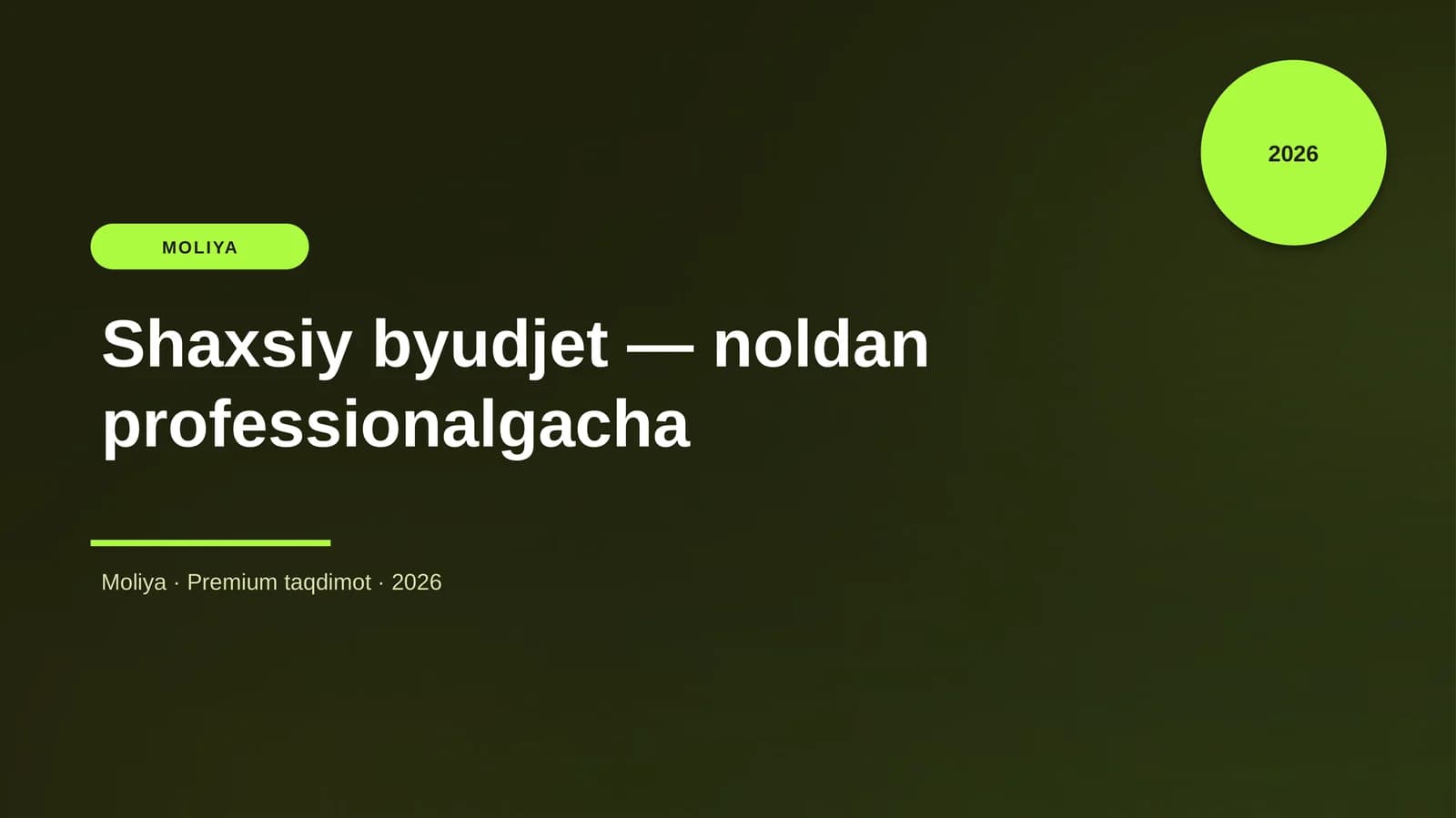 Shaxsiy byudjet - noldan professionalgacha