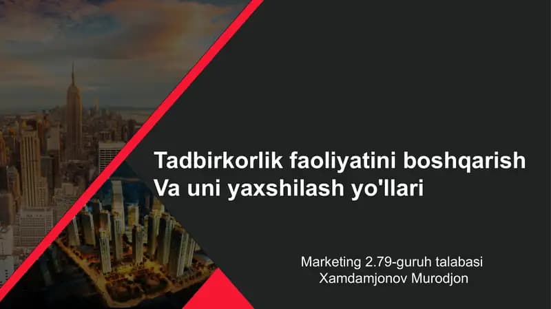 Tadbirkorlik faoliyatini boshqarish